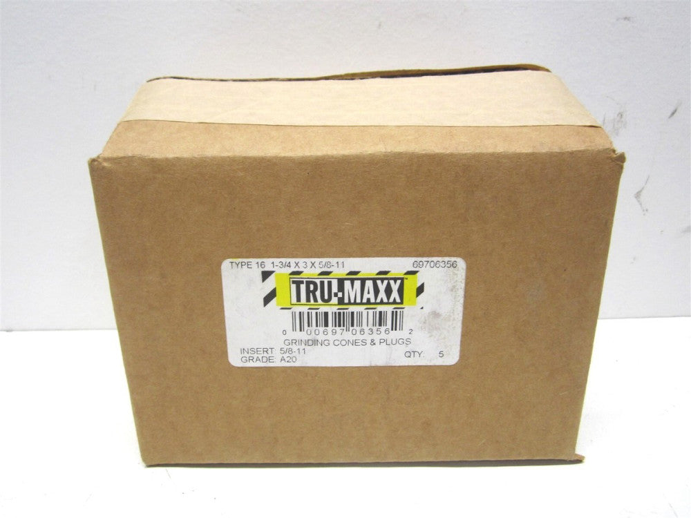(TM-AJL5A423R) 5/8-11 Arbor Hole 20 Grit Type 16 Abrasive Round Cone - Qty 5