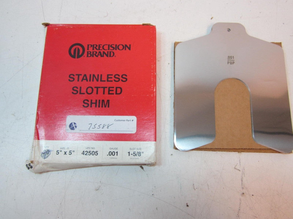 Precision (42505) Brand .001" 5 X 5" x 1-5/8" Stainless Slotted Shims- Box of 20