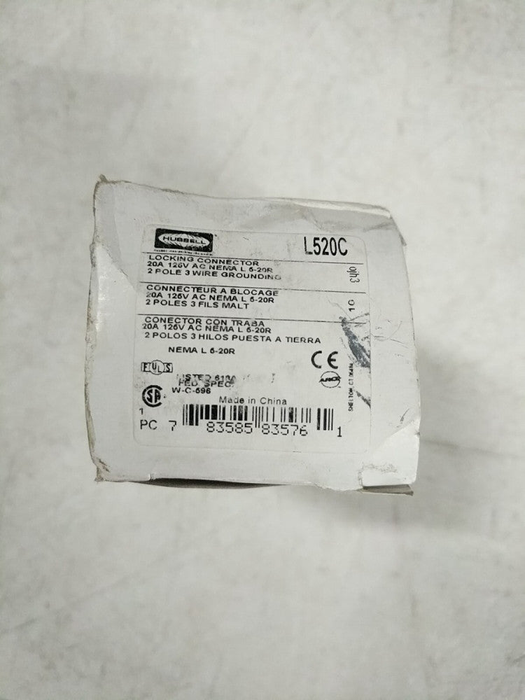 HUBBELL L520C- 20A, 125V, 2P, LOCKING CONNECTOR
