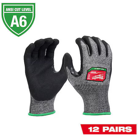 Milwaukee Tool 48-73-7001B Cut Protection Dipped Gloves, Cut Level A6 ,Nitrile