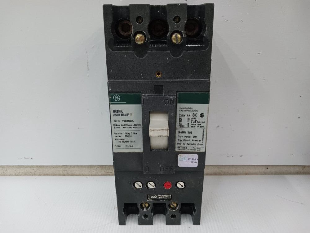 GE General Electric 200 Amp Circuit Breaker 3 Pole 600 VAC / 500 VDC TFJ236200WL