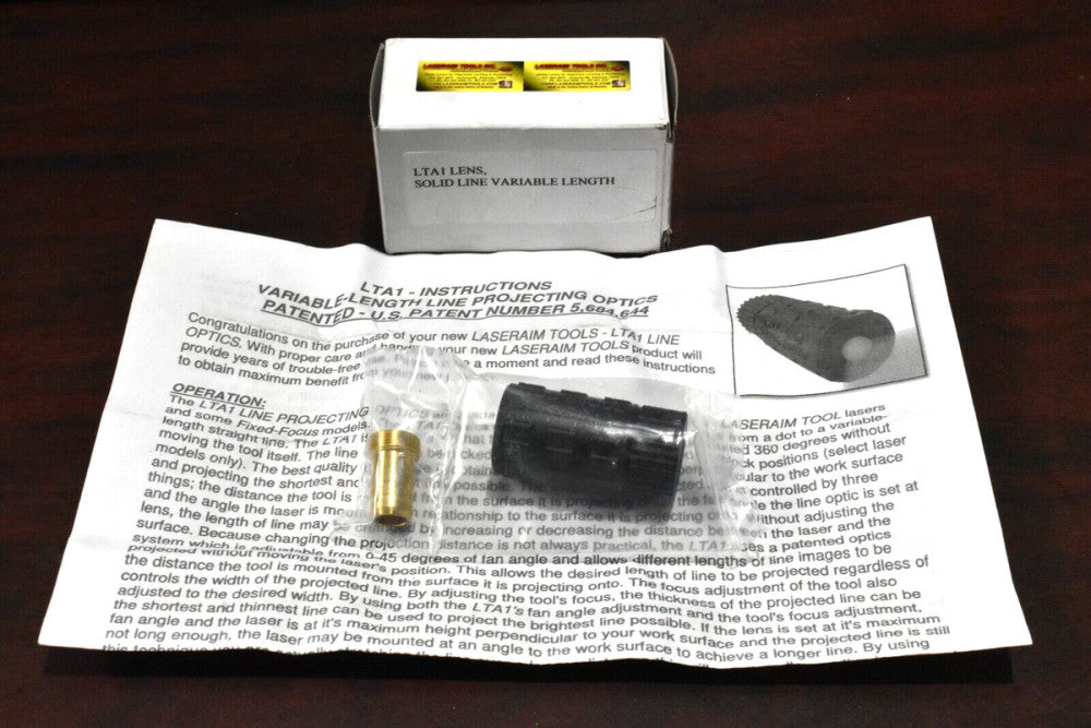 Laseraim LTA1 Variable Length Solid Line Projecting Lens New