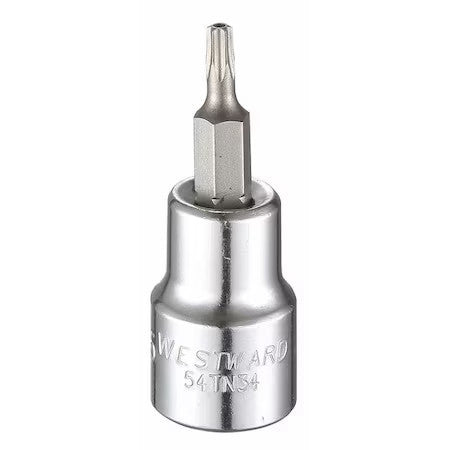 Westward 54Tn34 3/8 In Drive Tamper Resistant Torx(R) Socket Bit Torx(R) T15