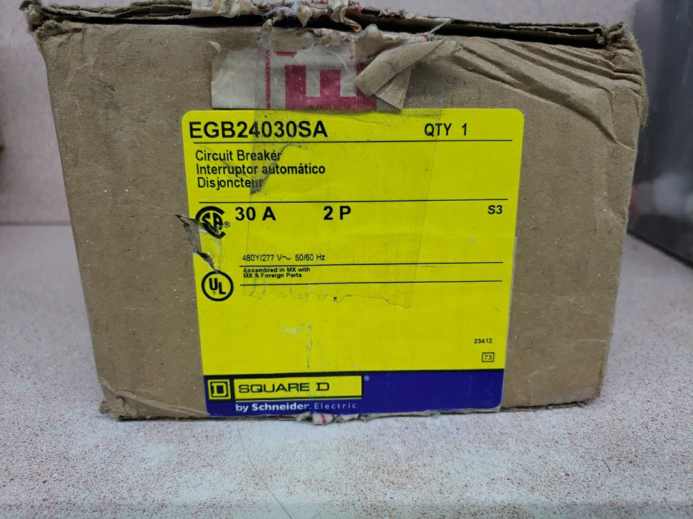 SQUARE D, EGB24030SA, 2P, 30A, SHUNT TRIP, BOLT ON CIRCUIT BREAKER, NOS