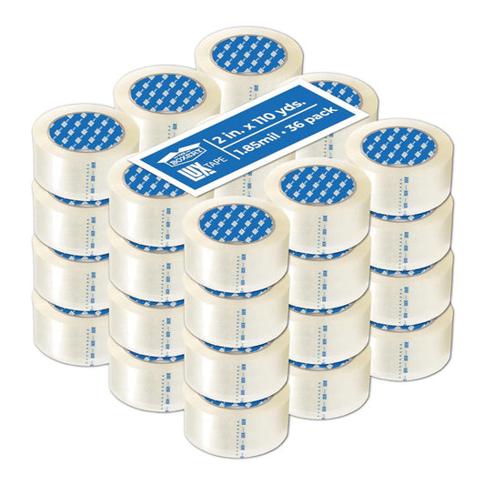 2" X 110 Yards Clear Packing Tape – 36 Roll Carton – Warehouse Grade Adhesive fo