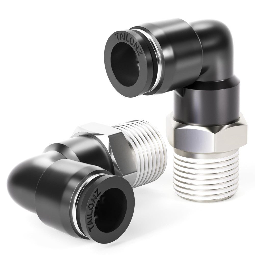 Male Elbow 1/2 Inch Tube OD x 3/8 Inch NPT Thread 90 Push to Connect Fittings...