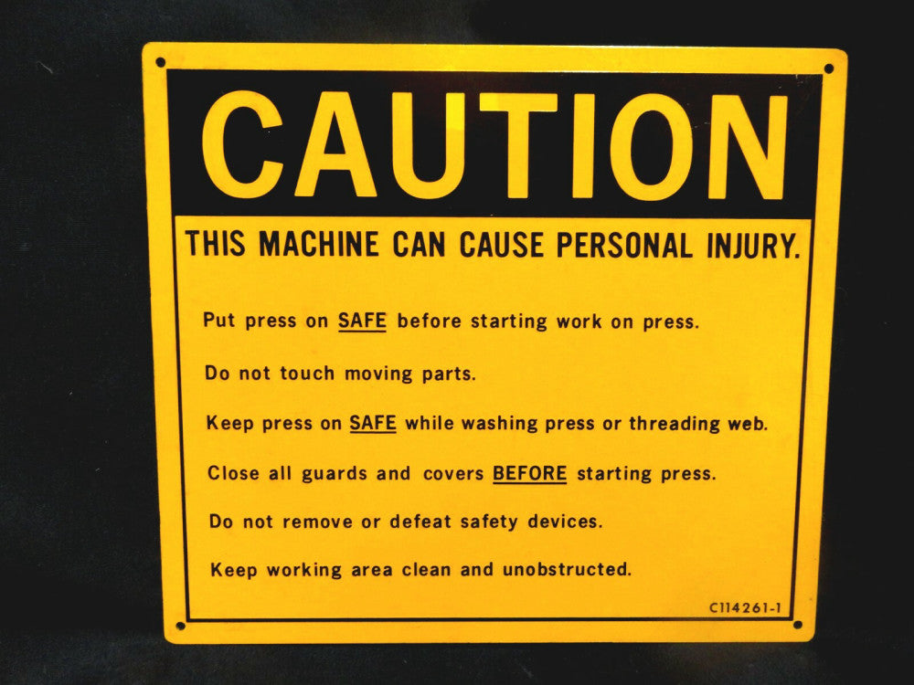 (METAL SIGN) CAUTION This Machine Can Cause Personal Injury ~ (NEW) ~ METAL SIGN