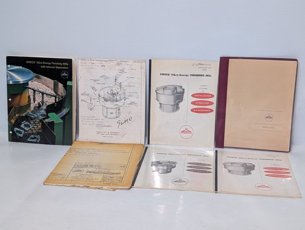 SWECO Vibro-Energy FMD-24LR  Internal Separation Finishing Mills Manuals, Papers