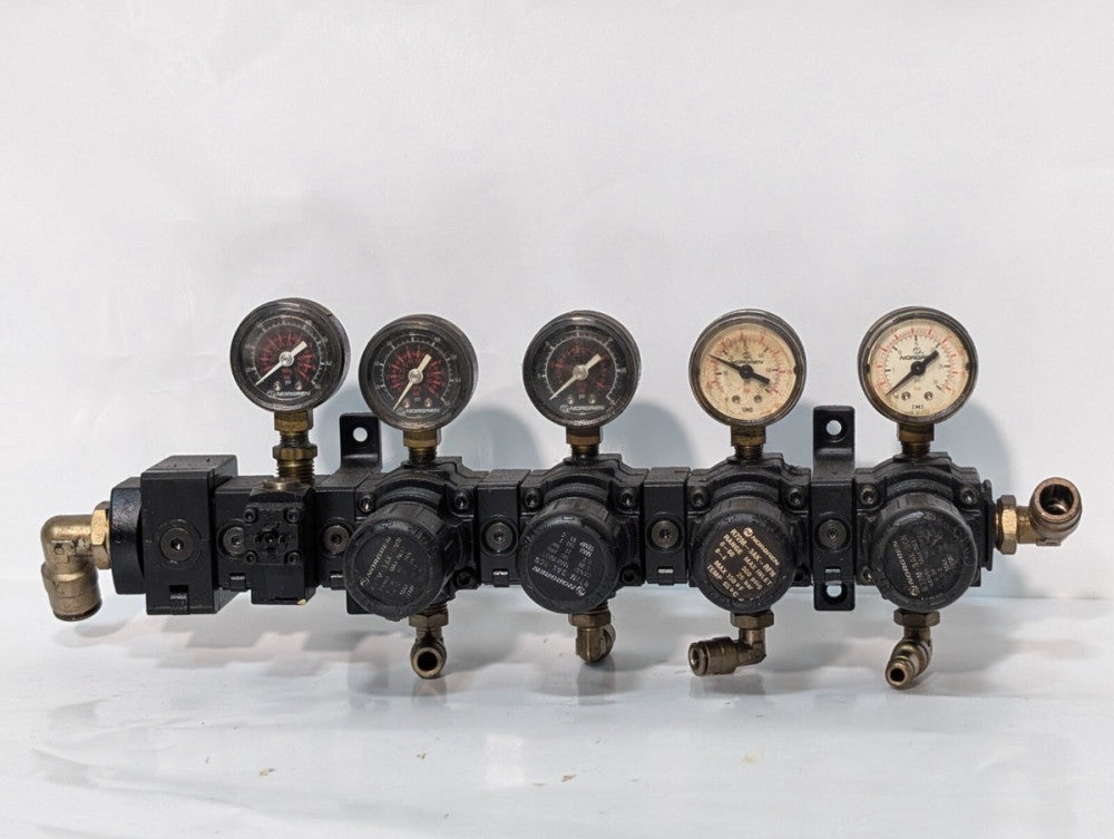 Lot of 5 Norgren R72M Series General Purpose Pressure Regulators in Assembly