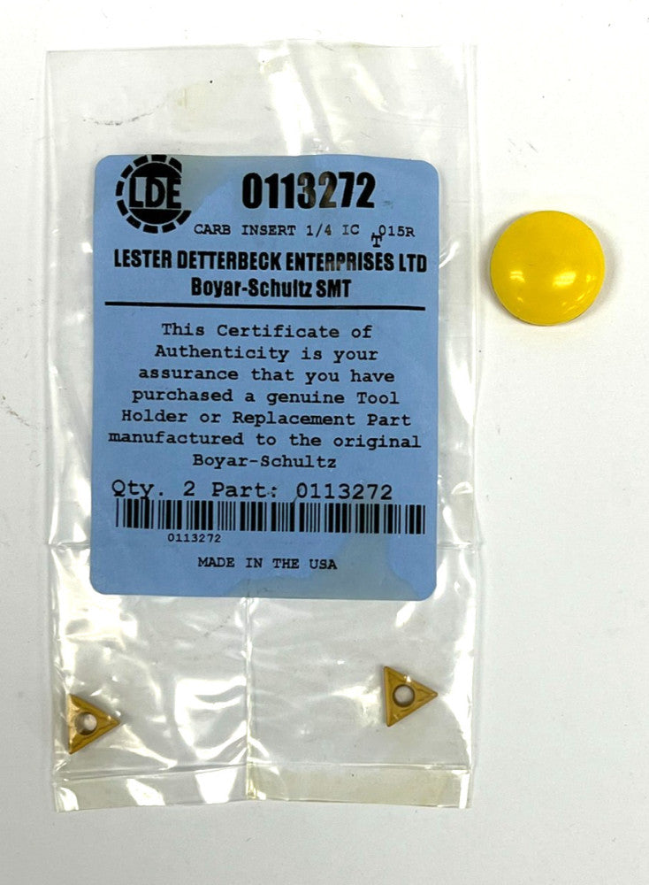 LED 0113272 CARB INSERT 1/4 IC .015R LOT OF 2