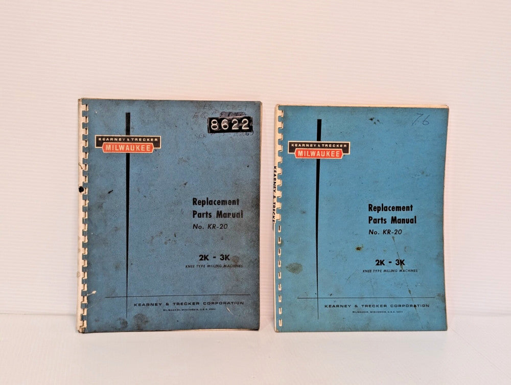 Kearney & Tracker Milwaukee KR20 Knee Type 2k-3k Milling Machine Parts Catalogs