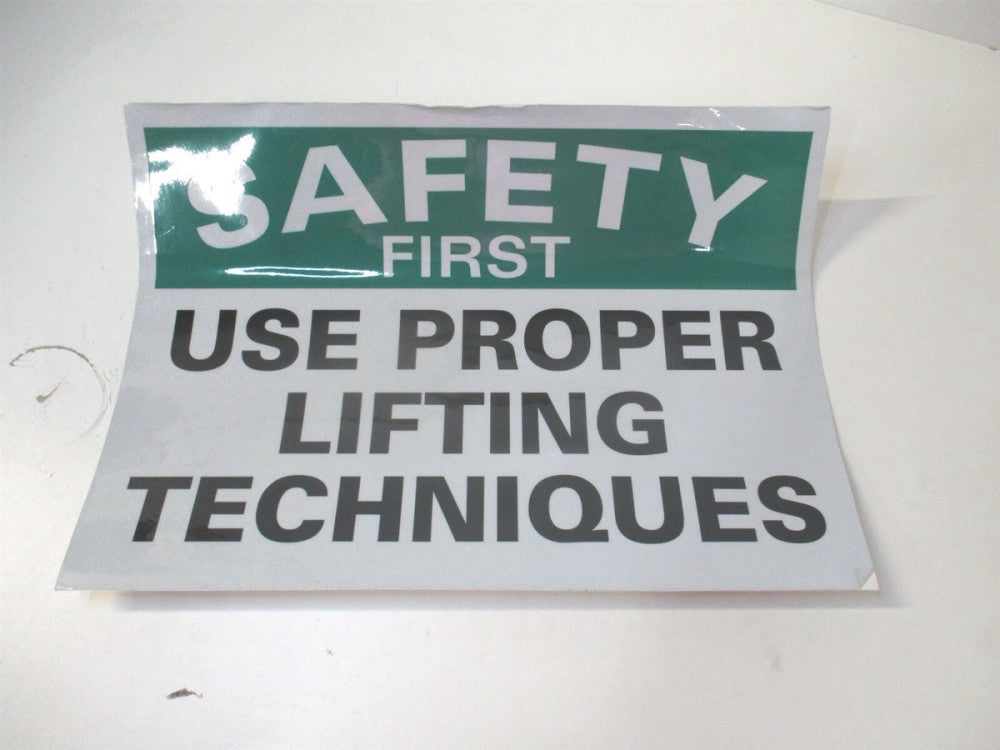 Lyle (U7-1261-RD_14X10) 10 x 14 Safety First Use Proper Lifting Techniques Decal