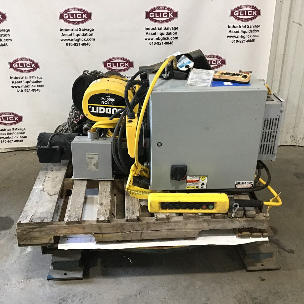 BUDGIT BEHCO310 Chain Hoist 3 Ton Capacity 2.5HP 50/60Hz 3PH 10fpm Speed w/Motor