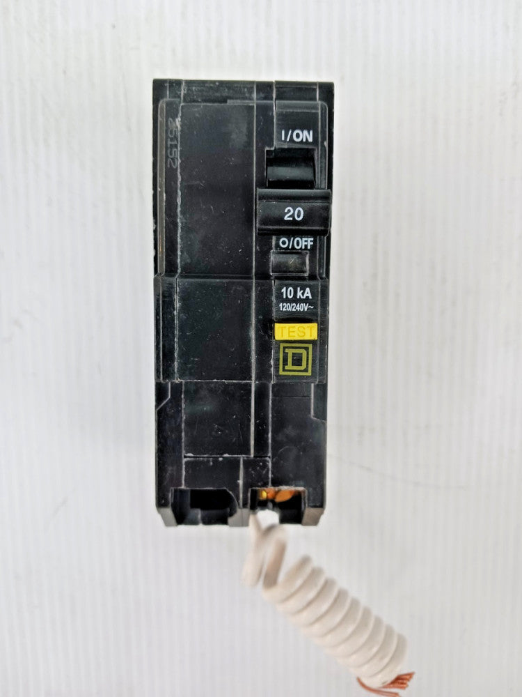 New Square D 20 Amp Bolt-On GFCI Circuit Breaker 2 Pole 120/240 VAC QOB220GFI