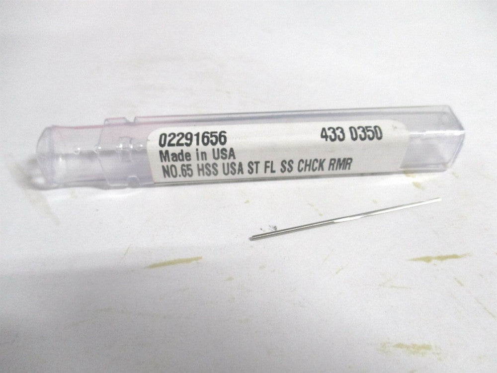 (433-0.0350) #65 1/2" x 1-1/2" OAL Straight Shank HSS 3-Flute Chucking Reamer 