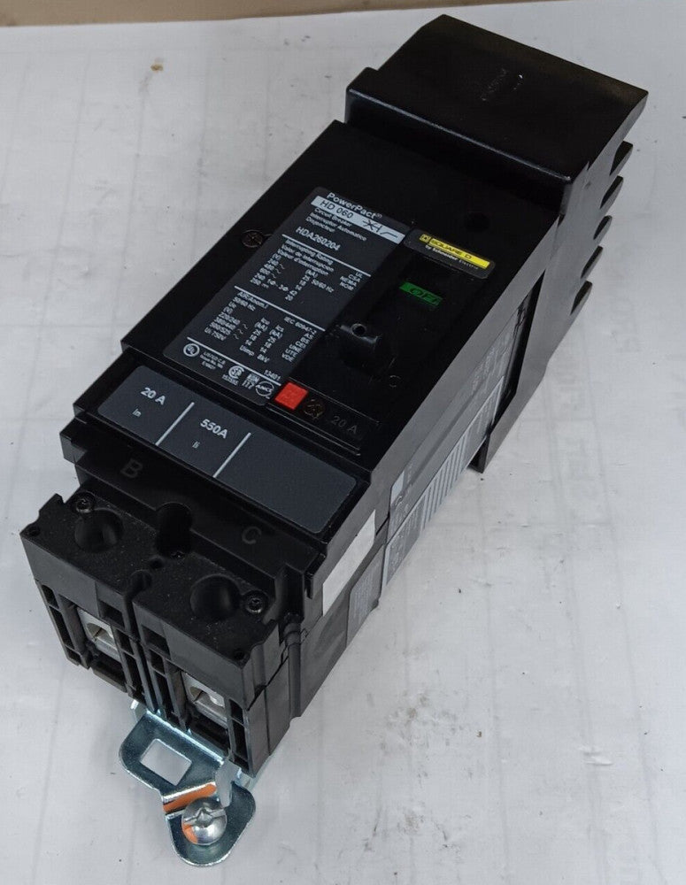 NEW SQUARE D 20 AMP I-LINE CIRCUIT BREAKER 2 POLE 600 VAC B & C-PHASE HDA260204