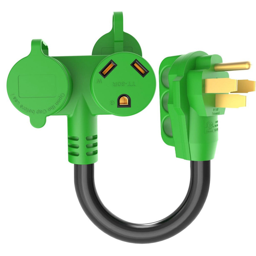 50 Amp to 30 Amp RV Splitter Adapter Cord NEMA 14-50P to Two NEMA TT-30R Elec...