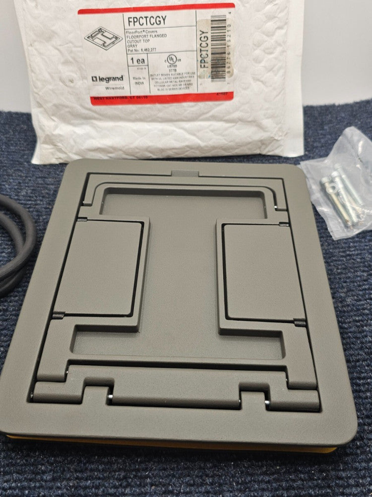 Legrand FPCTCGY Floor Port Covers, Cutout Top Gray , 6-1/2 in. L x 7-3/4 in W
