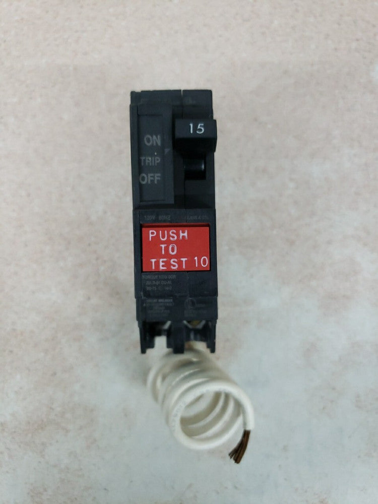 1) NTO GE THHQB1115GFT  1P-15A-120VAC GFI CIRCUIT BREAKER OT