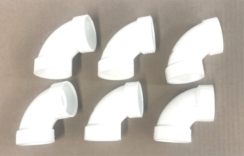 Charlotte PVC Hub X Hub 90 Deg Elbow 1-1/2" 31-1220 [Lot of 6] NOS