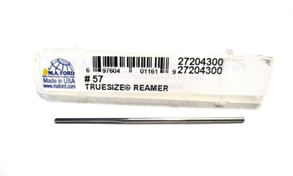 M.A. Ford (27204300) #57 .043" x 3/8 x 1-1/2 4-Flute RH Carbide Chucking Reamer