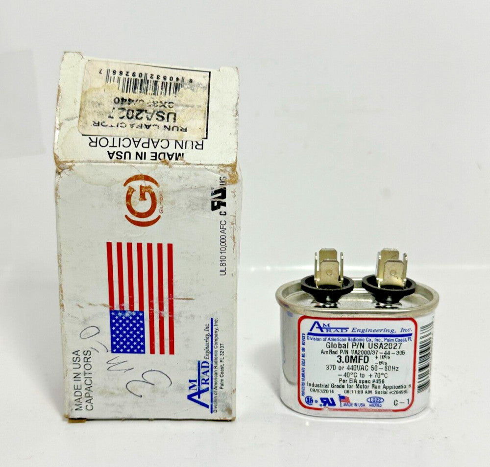 Amrad Global USA2027 Run Capacitor RA2000/37 44-305 3.0 MFD 370/440VAC 50/60Hz