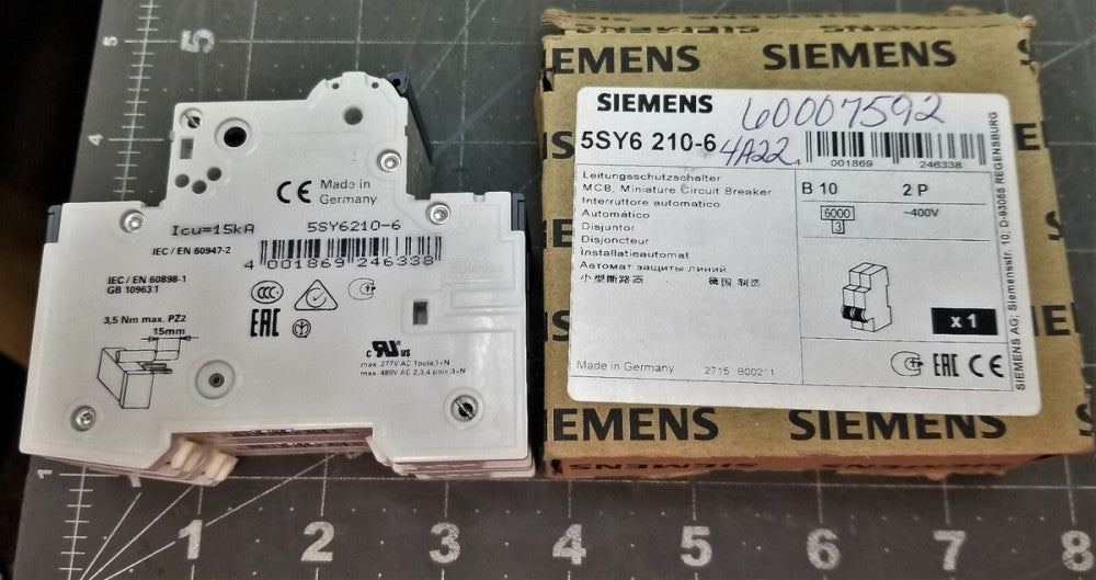 SIEMENS 5SY6210-6 / 5SY62106 Din Rail Circuit Breaker NEW [A8BC]