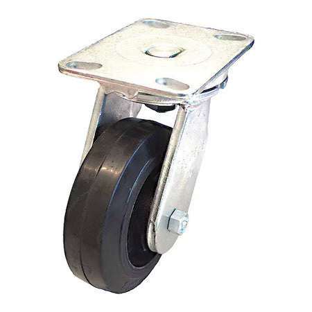 Zoro Select P23s-Ry080r-16 Plate Caster,600 Lb. Load,Black Wheel
