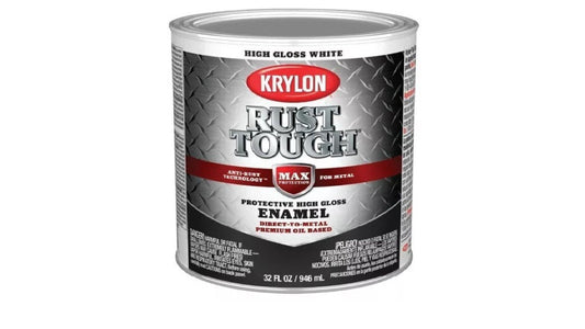 (2 PACK) Krylon Rust Tough Oil-Based Gloss Rust Control Enamel, White, 1 Qt.