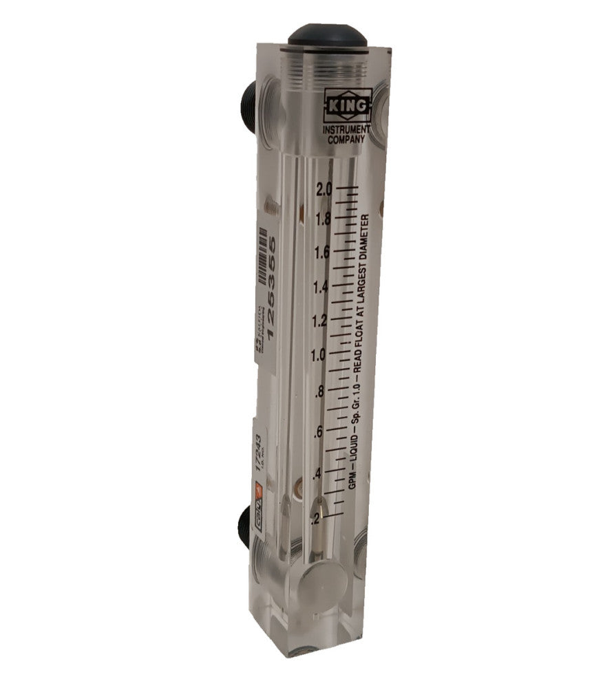 King Instrument Co. Flow Meter, Lab/ Industrial GPM Liquid Specific Gravity 1.0
