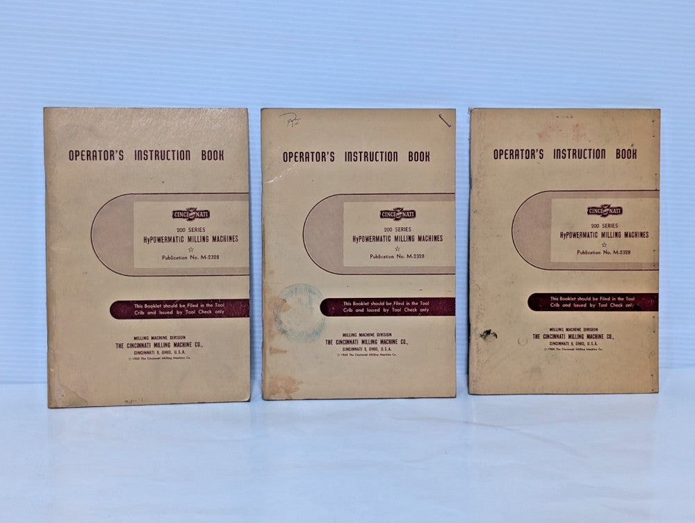Lot of 3 Cincinnati Milling Machines 200 Series Operators Instruction Books