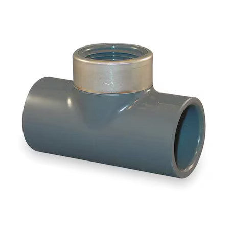 Zoro Select 802-211Sr Pvc, Stainless Steel Tee, Socket X Socket X Fnpt, 1 1/2