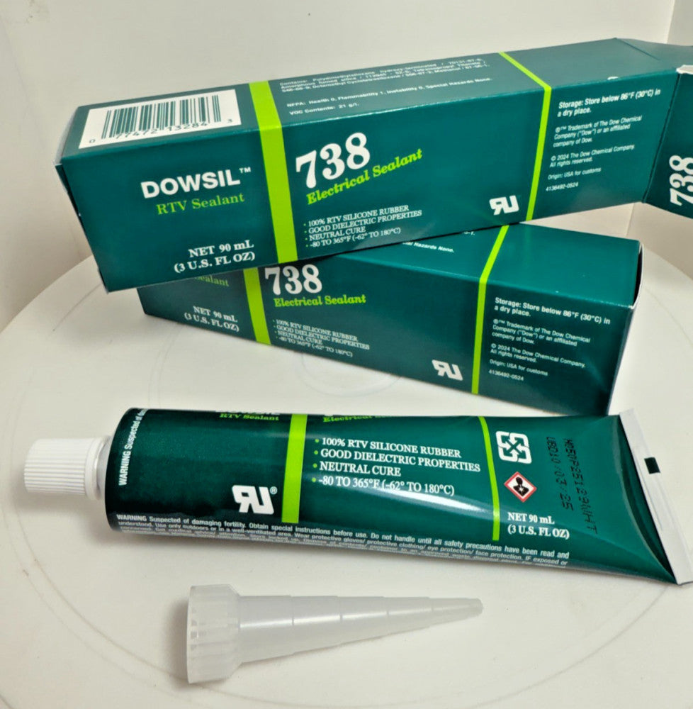 (Lot of 2) 3 fl oz Tube Dowsil 738 Electrical Sealant RTV Silicone Rubber