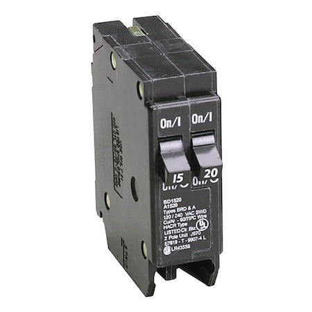 Eaton Bd1520 Circuit Breaker, Bd Series, 15/20A, 1 Pole, 120V Ac, 10Ka