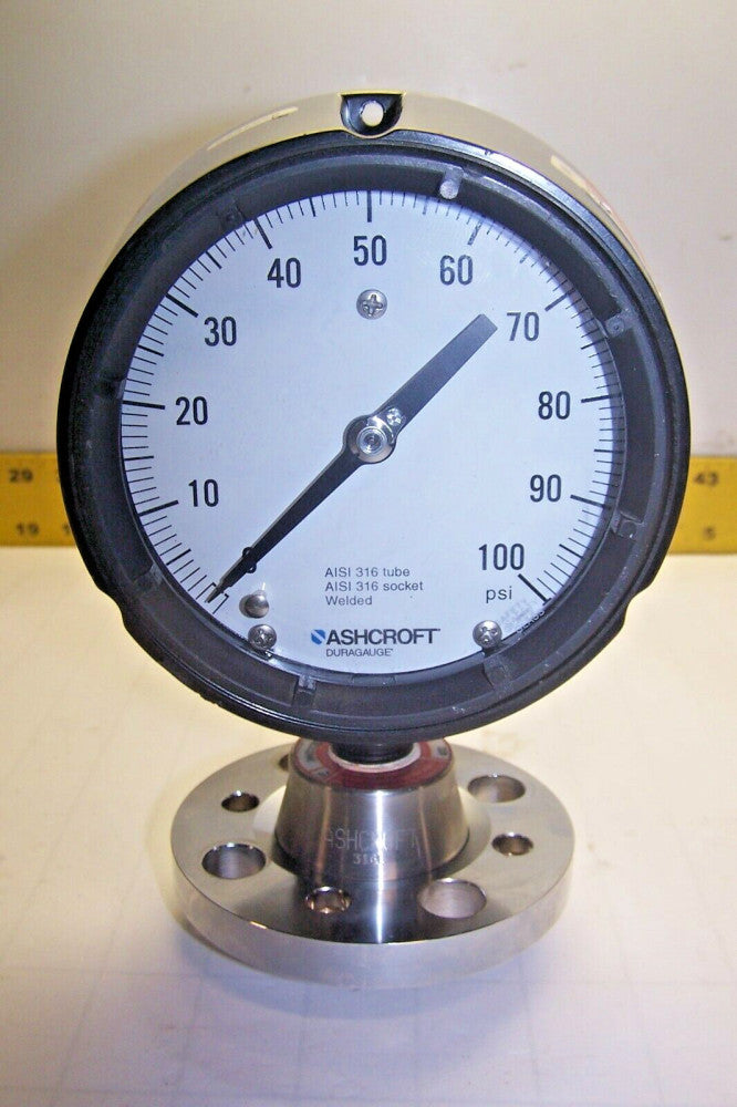 ASHCROFT 0-100 PSI PRESSURE GAUGE WITH STAINLESS FLANGE / SENSOR 4-1/2" FACE