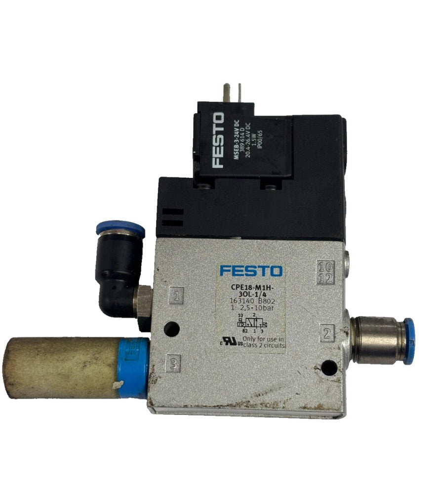 FESTO AIR SOLENOID VALVE CPE18-M1H-30L-1/4 WITH ELECTRICAL COIL MSEB-3-24VDC