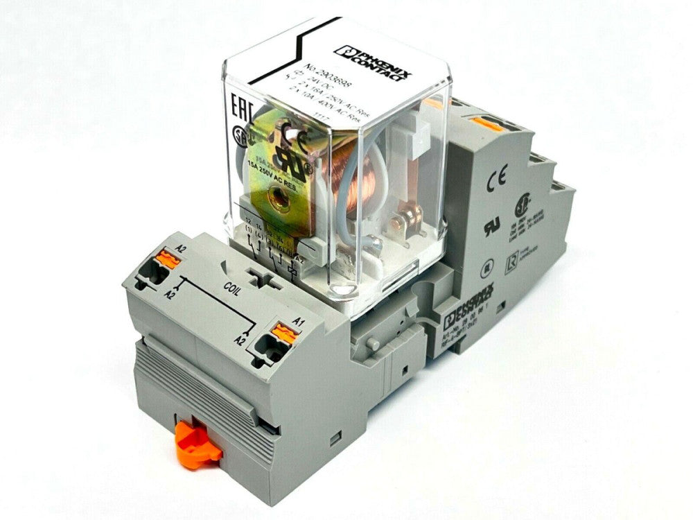 Phoenix Contact RIF-4-BPT/3x21 Relay Base 2900961 w/ REL-PR2-24DC/2X21 Relay 24V