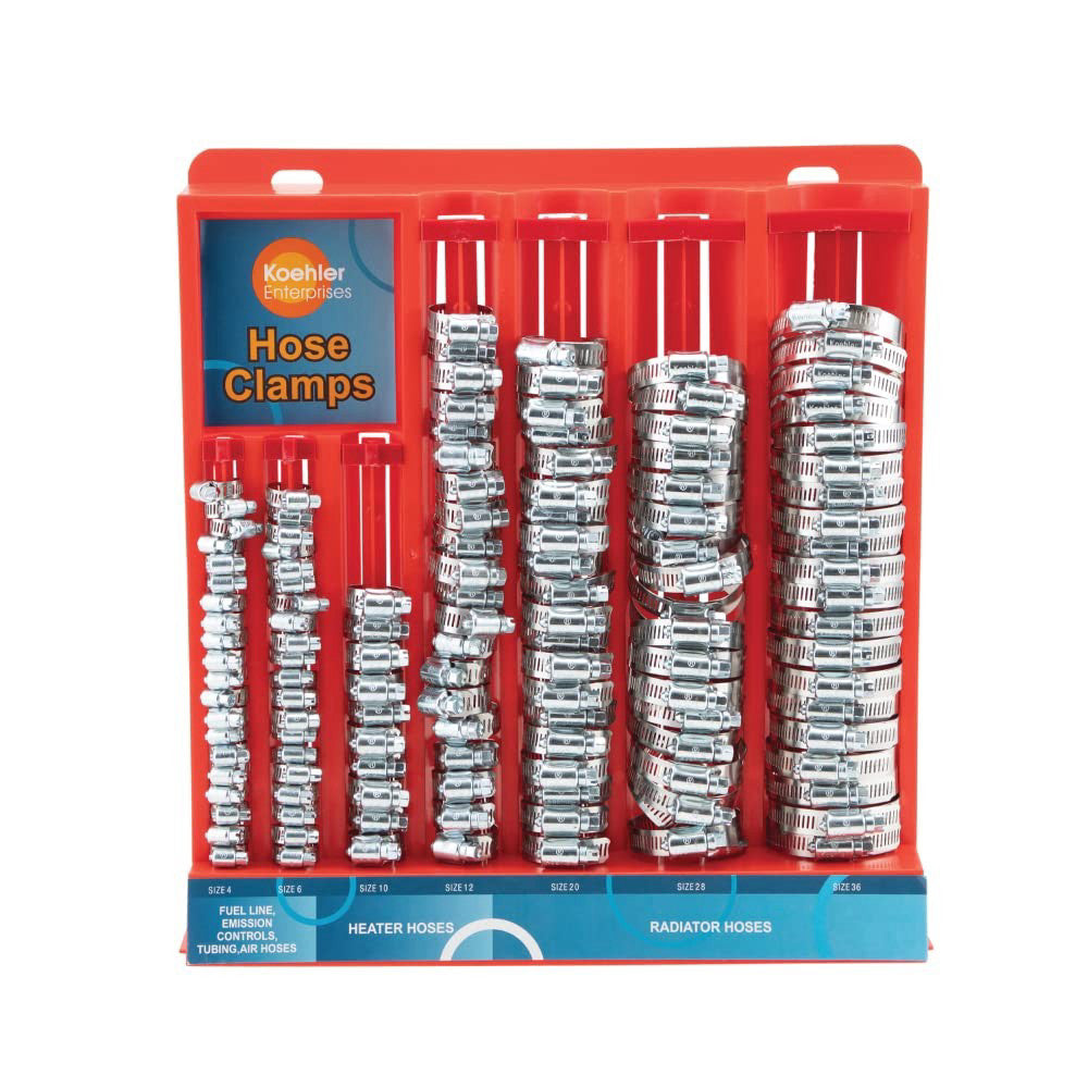 Koehler Enterprises KEDIS220 220 Piece Hose Clamp Set in Mountable Rack , Red
