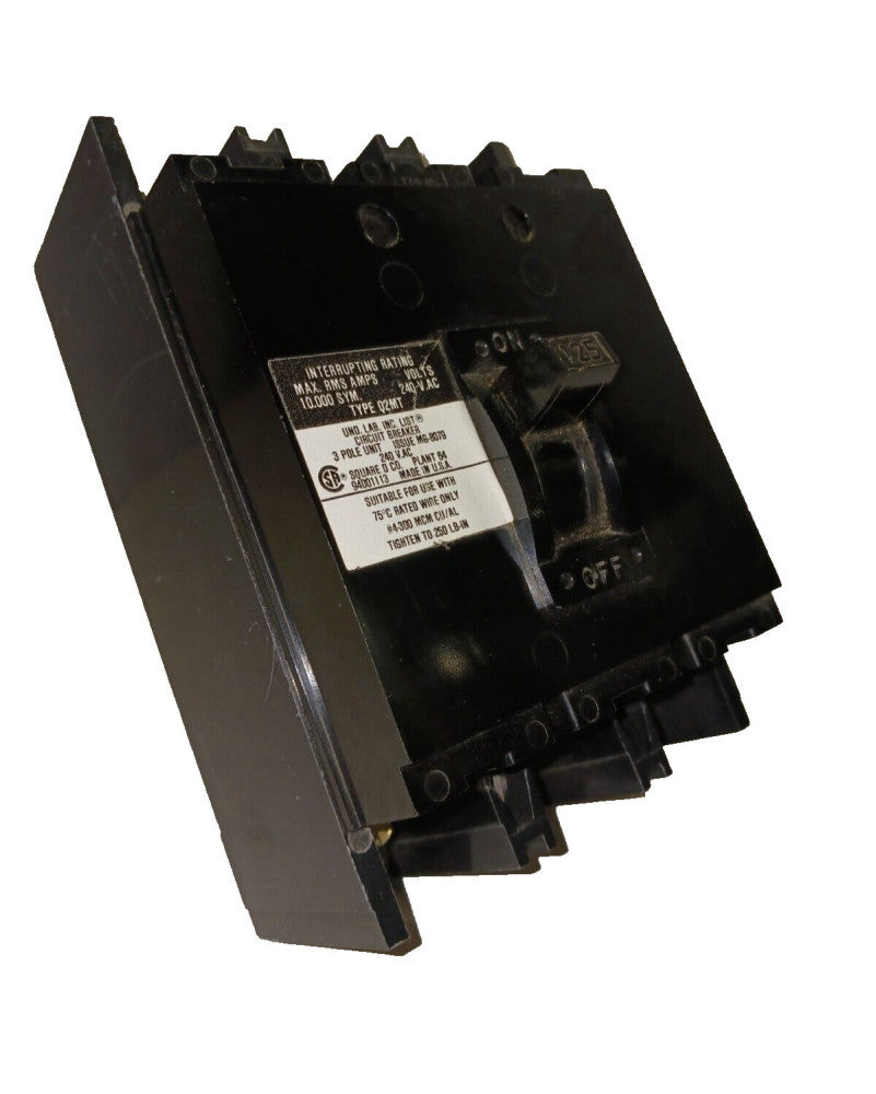 SQUARE D 125 AMP CIRCUIT BREAKER 3 POLE 240 VAC  Q2M3125MT