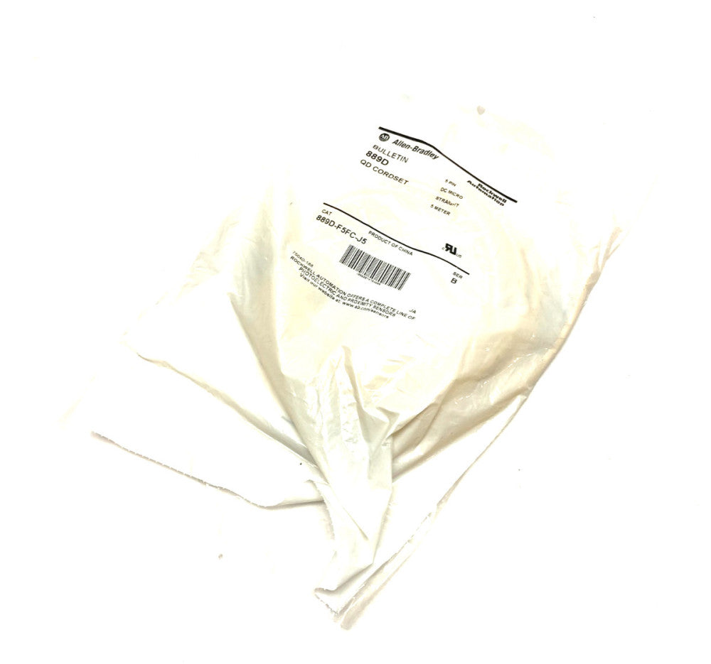 Allen Bradley 889D-F5FC-J5 Ser. B Straight DC Micro QD Cordset 5-Pin 5m