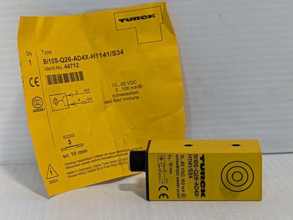 Turck Bi10S-Q26-AD4X-H1141/S34 Inductive Proximity Sensor, 44702