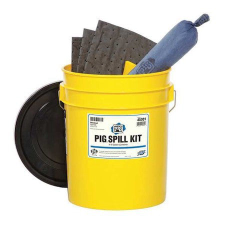 Pig 45301 Spill Kit, 4 Gal Volume Absorbed Per Kit, 5 Gal Capacity, Bucket,