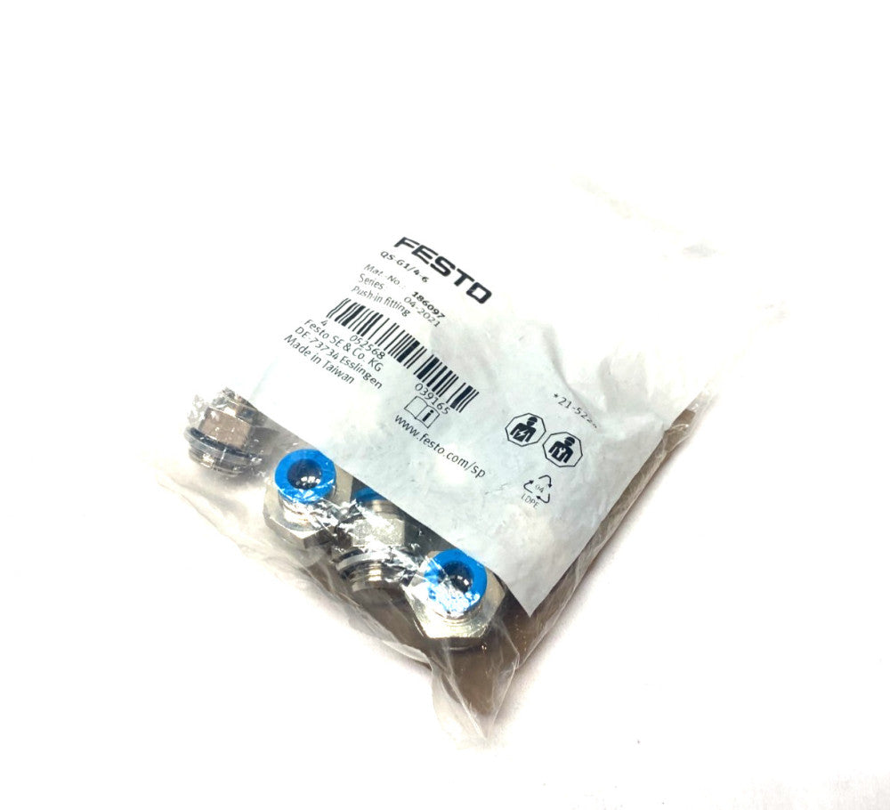 Festo QS-G1/4-6 Straight Push-In Fitting 5mm Tube 186097 PKG OF 8