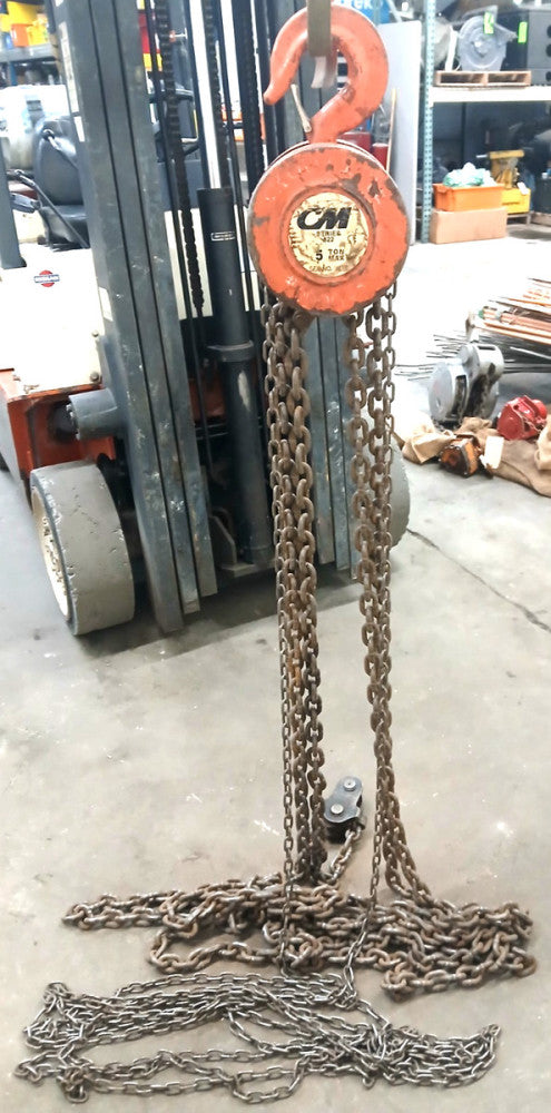 CM MANUAL CHAIN HOIST SERIES 622 CAPACITY 5 TON MAX CHAIN LENGTH 240"