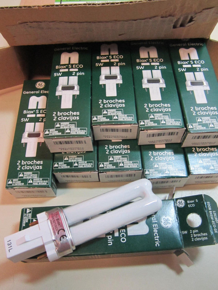 (10) GE F5BX/827/ECO PlugIn CFL Non-Dimmable Lamp T4 5W 2700K 10,000Hr NEW