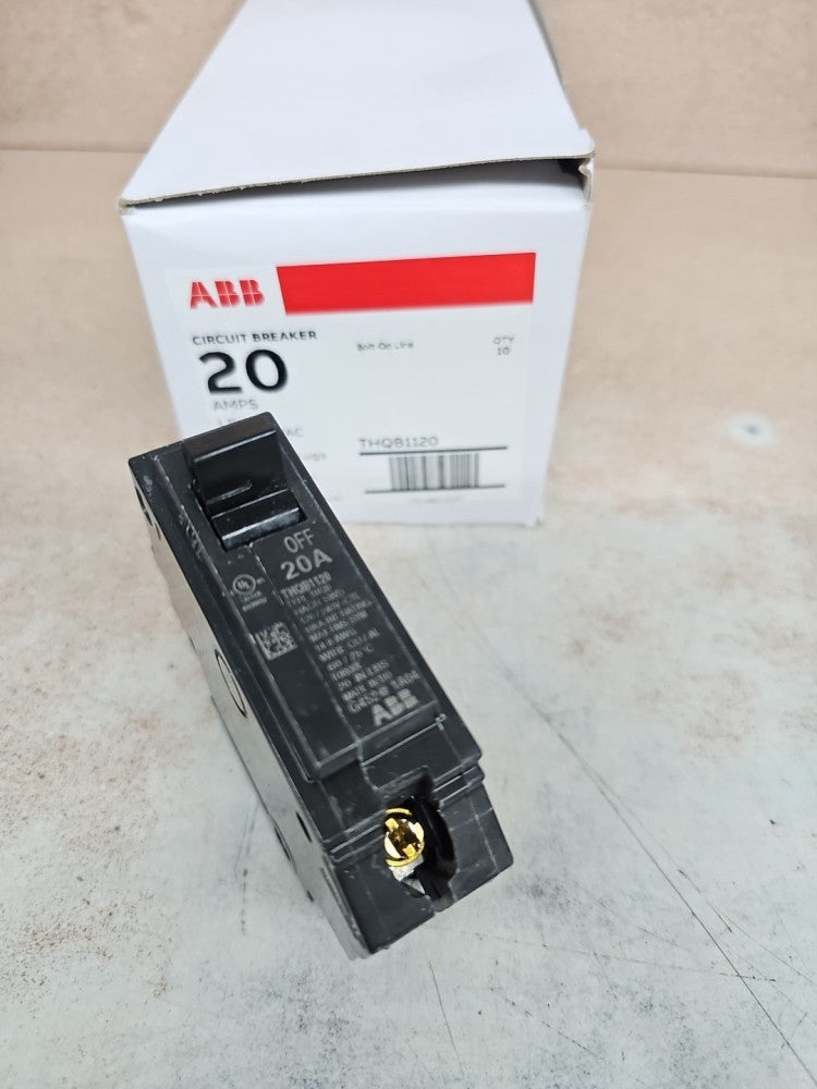 1) New ABB THQB1120 Bolt On 20 Amp Single Pole Circuit Breaker