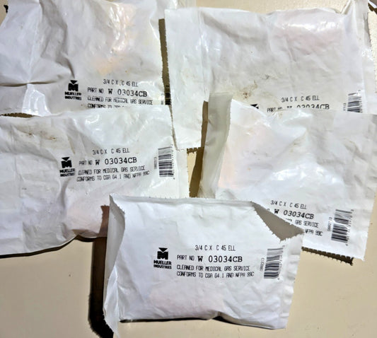 (Lot of 5) 1-Pack Mueller 3/4 C x C 45 Copper Elbow W 03034CB