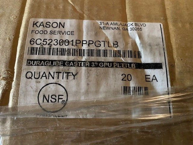 (20 PACK) Kason® - 6C523001PPPGTLB - Duraglide 3 in Swivel Plate Caster w/ Brake