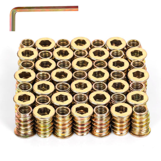 1/4"-20 x 15mm Threaded Inserts for Wood, Hex Drive Wood Nut Inserts, Excepti...