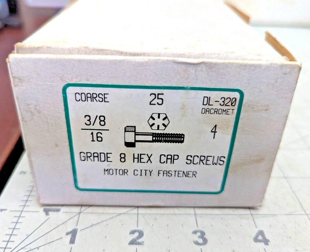 (QTY 25) 3/8"-16 x 4" Zinc Plated Steel Coarse Grade 8 Hex Cap Screws [C3S5]